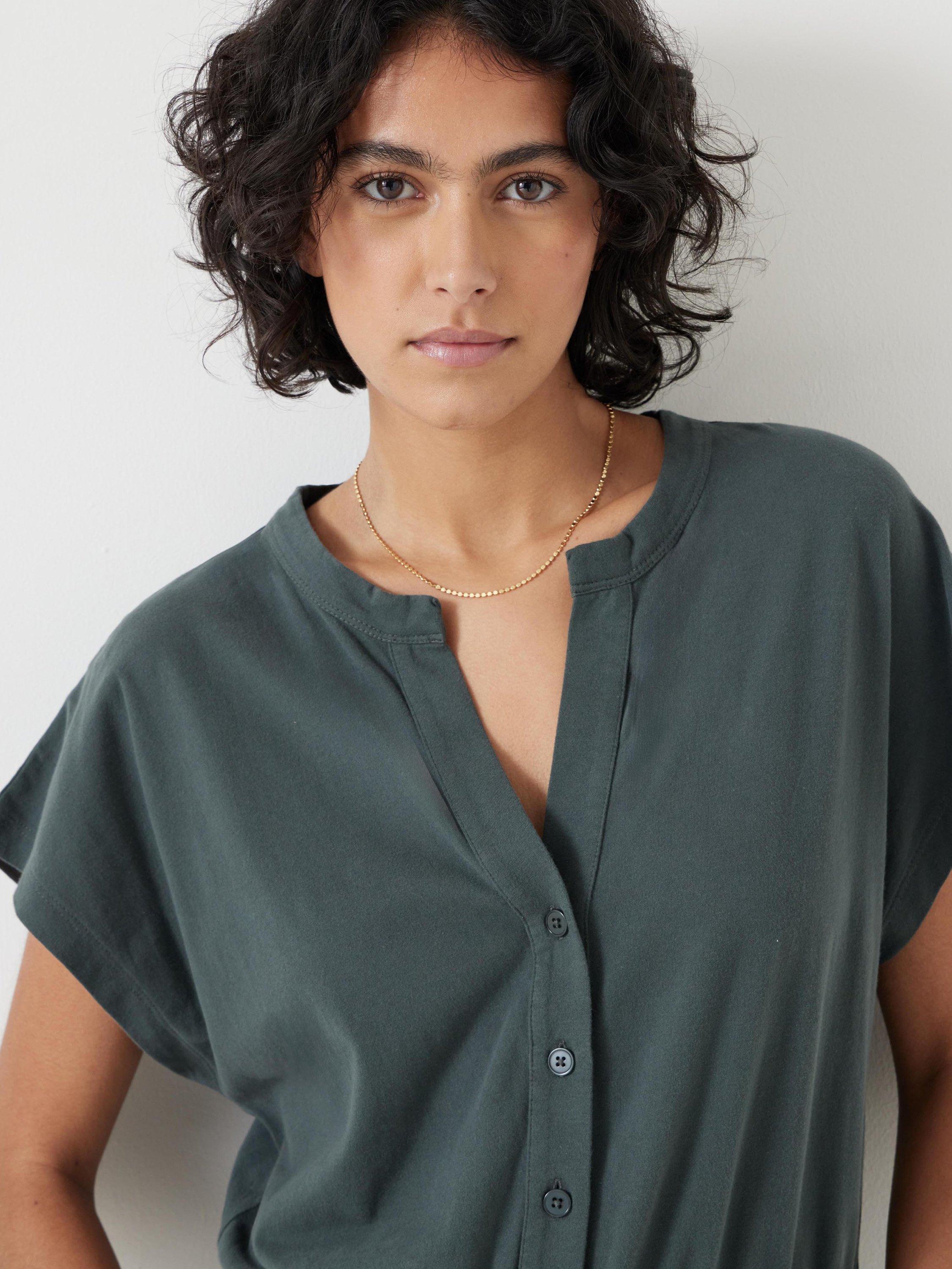 Product image 2 of 5, which shows HUSH Kendall Jersey Jumpsuit, Washed Dark Green, 4R