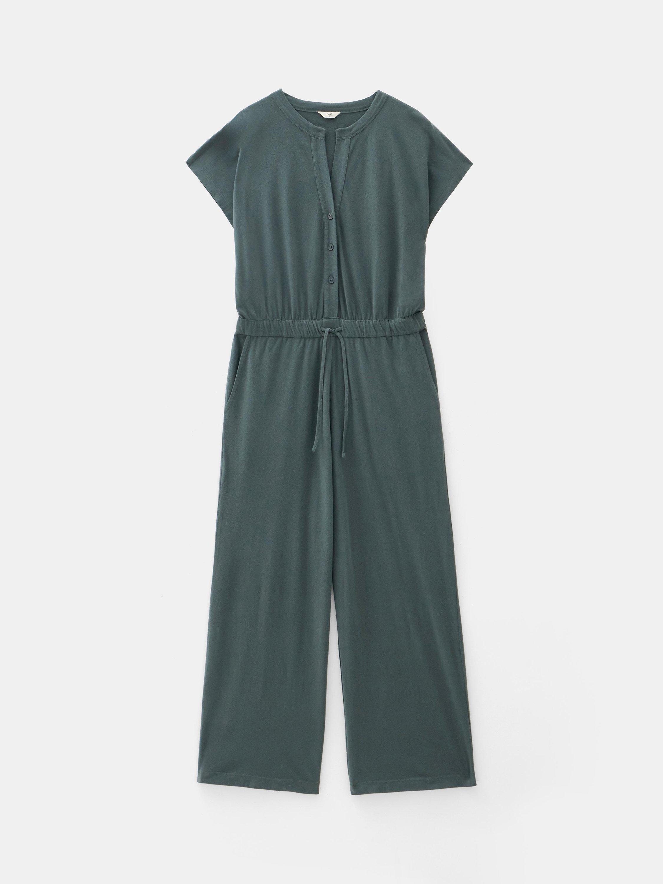 Product image 4 of 5, which shows HUSH Kendall Jersey Jumpsuit, Washed Dark Green, 4R