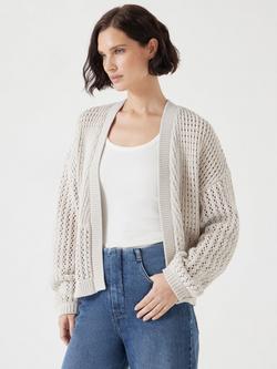 HUSH Textured Knit Open Neck Cardigan, Off White