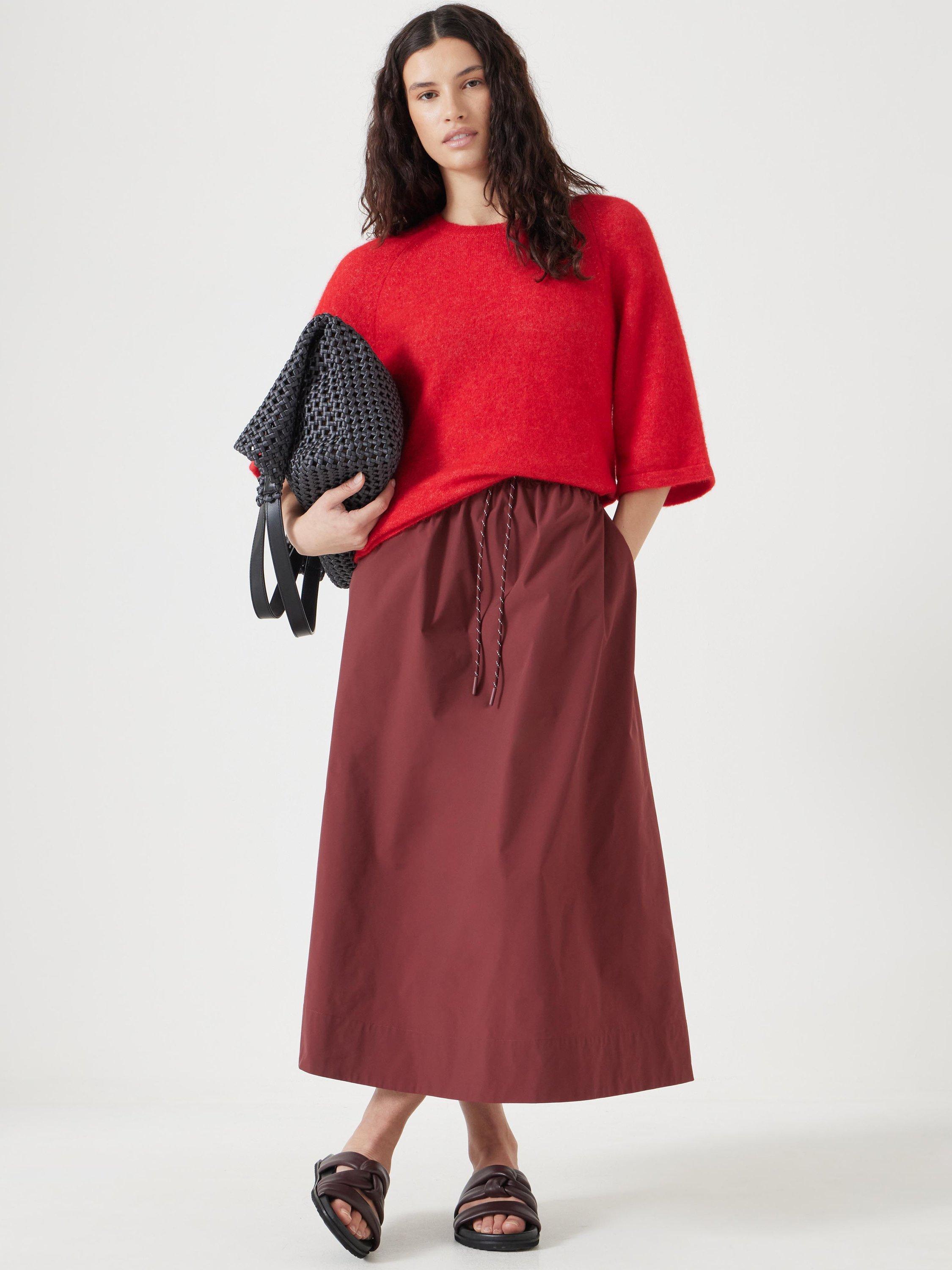 Product image 2 of 5, which shows HUSH Lucia Wool Rich Knit T-Shirt, Tomato Red, XS-S