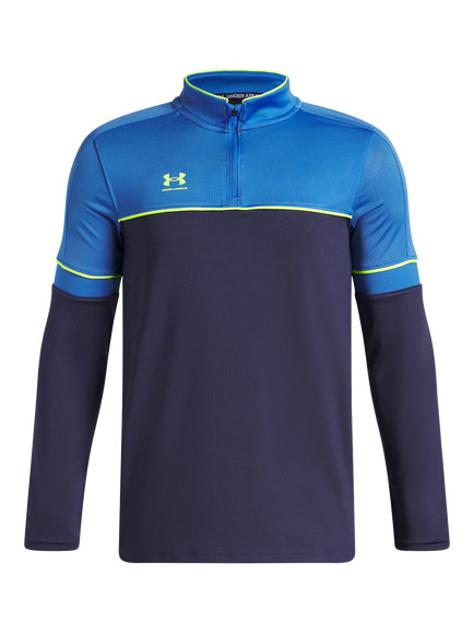 Under Armour Kids' Challenger Long Sleeved Quarter Zip Top, Navy/Yellow, Navy/Yellow