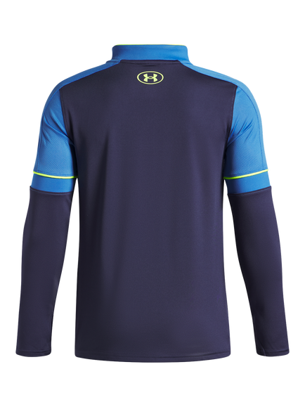 Under Armour Kids' Challenger Long Sleeved Quarter Zip Top, Navy/Yellow - view 2, Navy/Yellow
