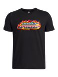 Under Armour Kids' Cotton Blend Flame T-Shirt, Black/Red