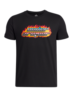 Under Armour Kids' Cotton Blend Flame T-Shirt, Black/Red, Black/Red