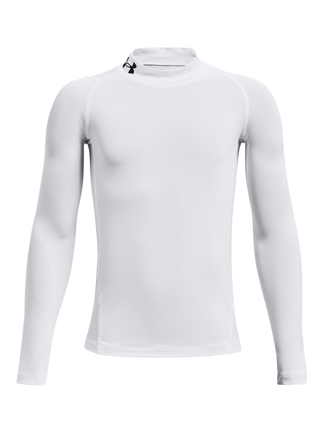 Product image 1 of 2, which shows Under Armour Kids' Long Sleeved Mock Neck Top, White/Black, S