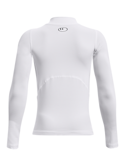 Under Armour Kids' Long Sleeved Mock Neck Base Layer Top, White/Black - view 2, White/Black