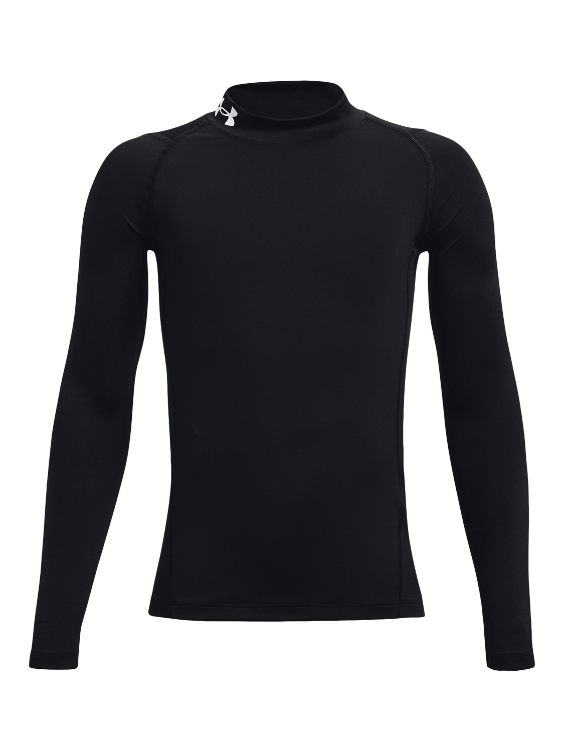 Product image 1 of 2, which shows Under Armour Kids' Long Sleeved Mock Neck Top, Black/White, S