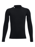 Under Armour Kids' Long Sleeved Mock Neck Top, Black/White