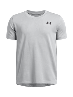 Under Armour Kids' Short Sleeved Jacquard Tech T-Shirt, Gray/Black, Gray/Black