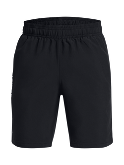 Under Armour Kids' Wordmark Elasticated Shorts, Black/White, Black/White