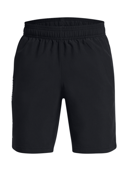 Under Armour Kids' Wordmark Elasticated Shorts, Black/White, Black/White