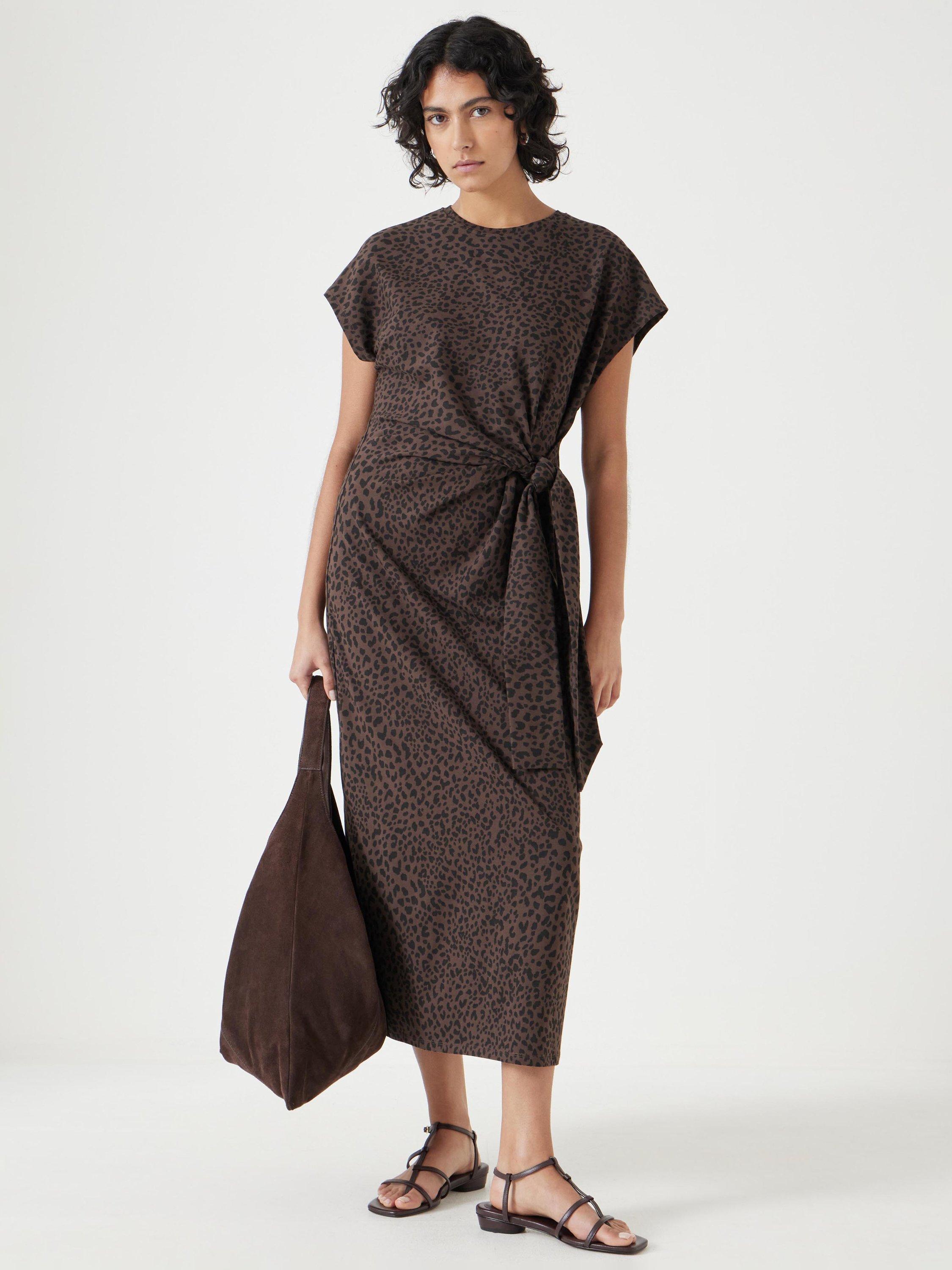 HUSH Trinny Animal Print Jersey Midi Dress, Brown