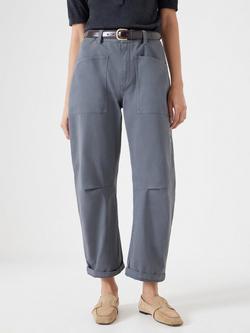 HUSH Cordi Barrel Leg Trousers, Steel Blue