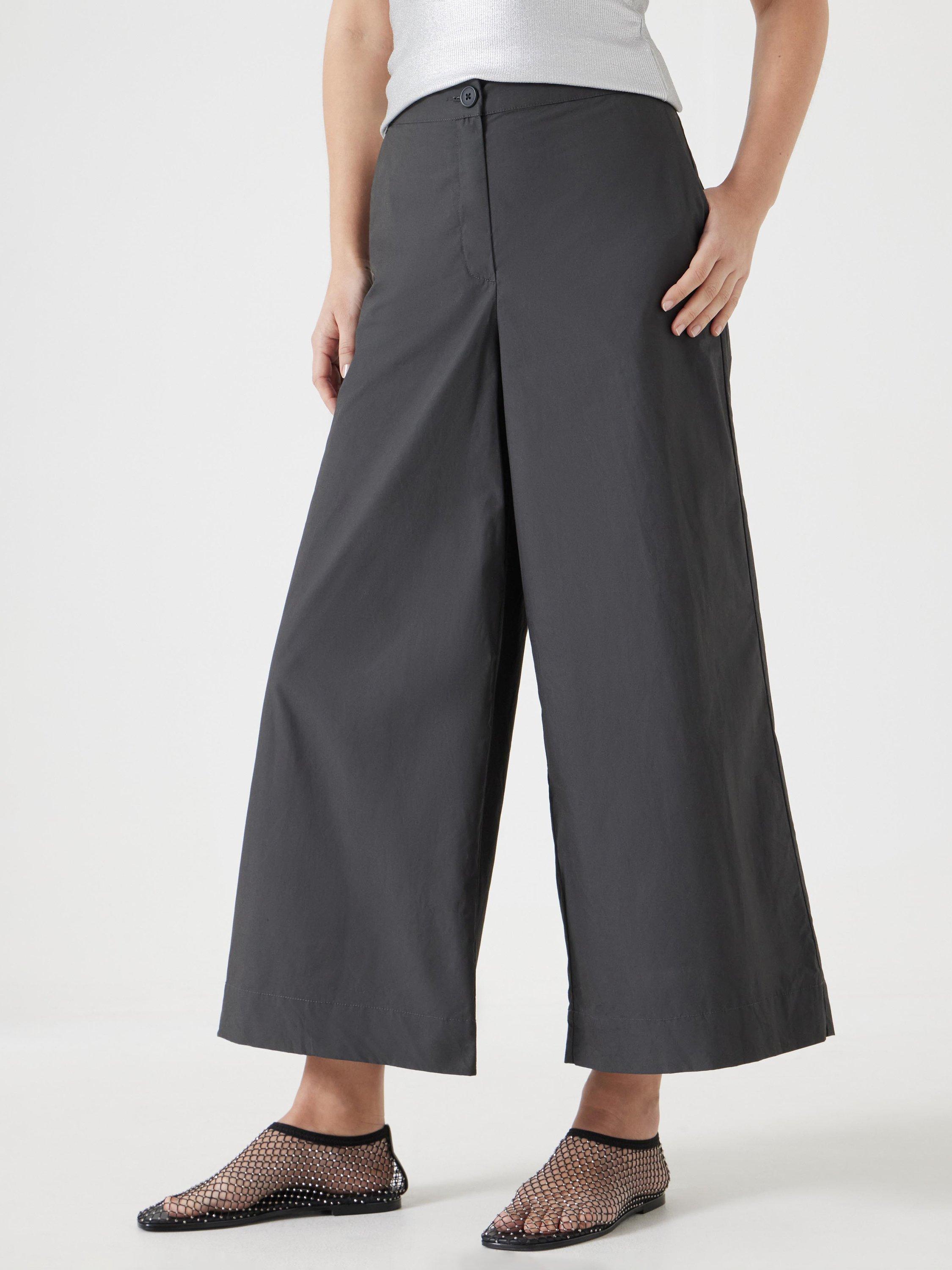 Product image 1 of 5, which shows HUSH Lightweight Cotton Chino Wide Leg Trousers, Charcoal, 4R
