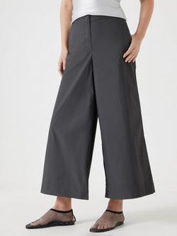 HUSH Lightweight Cotton Chino Wide Leg Trousers, Charcoal