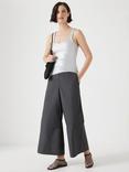 HUSH Lightweight Cotton Chino Wide Leg Trousers, Charcoal