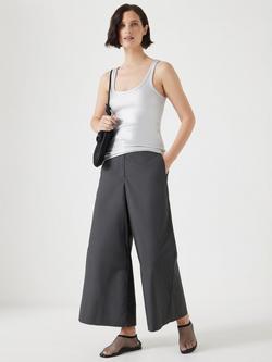 HUSH Lightweight Cotton Chino Wide Leg Trousers - view 2, Charcoal