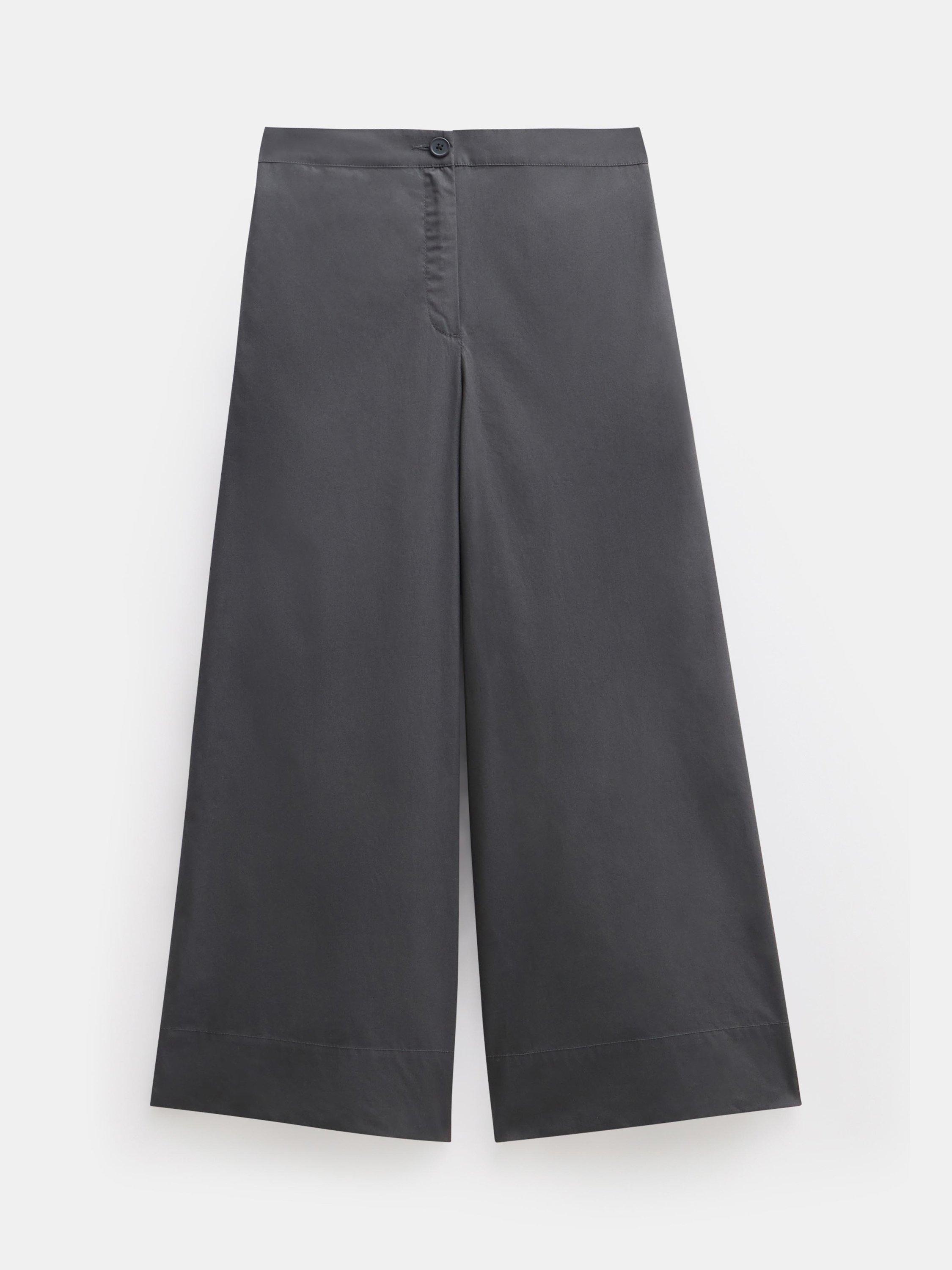 Product image 4 of 5, which shows HUSH Lightweight Cotton Chino Wide Leg Trousers, Charcoal, 4R