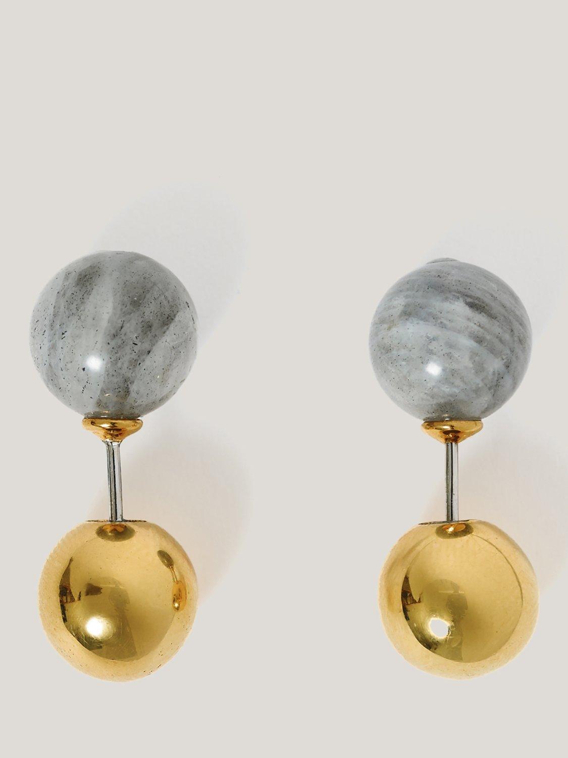 Product image 1 of 4, which shows Jigsaw Reversible Stud Earrings, Gold