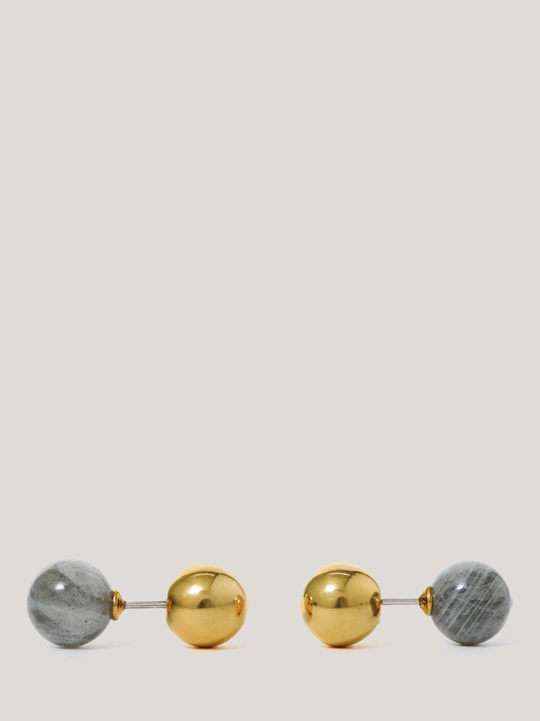 Product image 2 of 4, which shows Jigsaw Reversible Stud Earrings, Gold