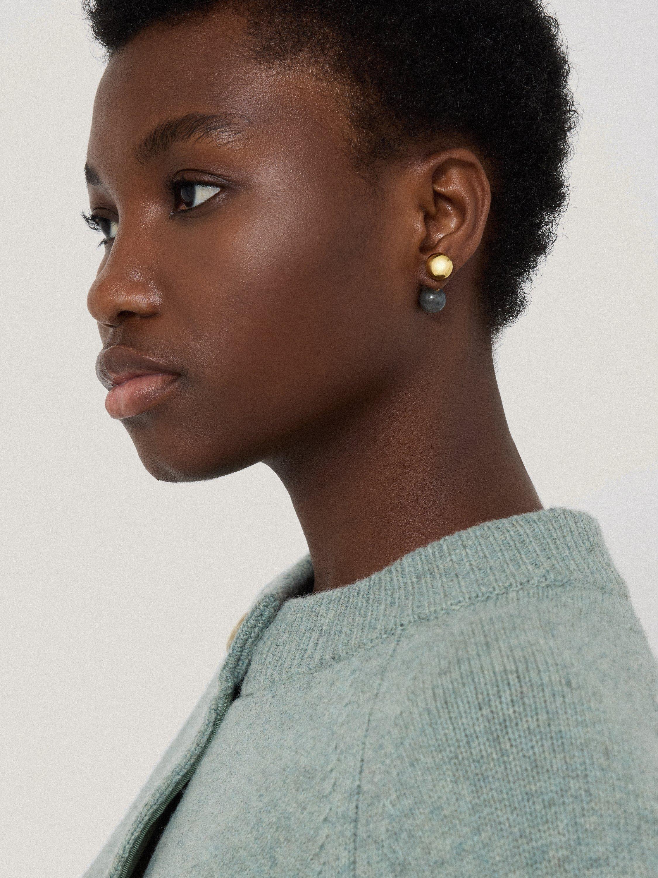 Product image 3 of 4, which shows Jigsaw Reversible Stud Earrings, Gold