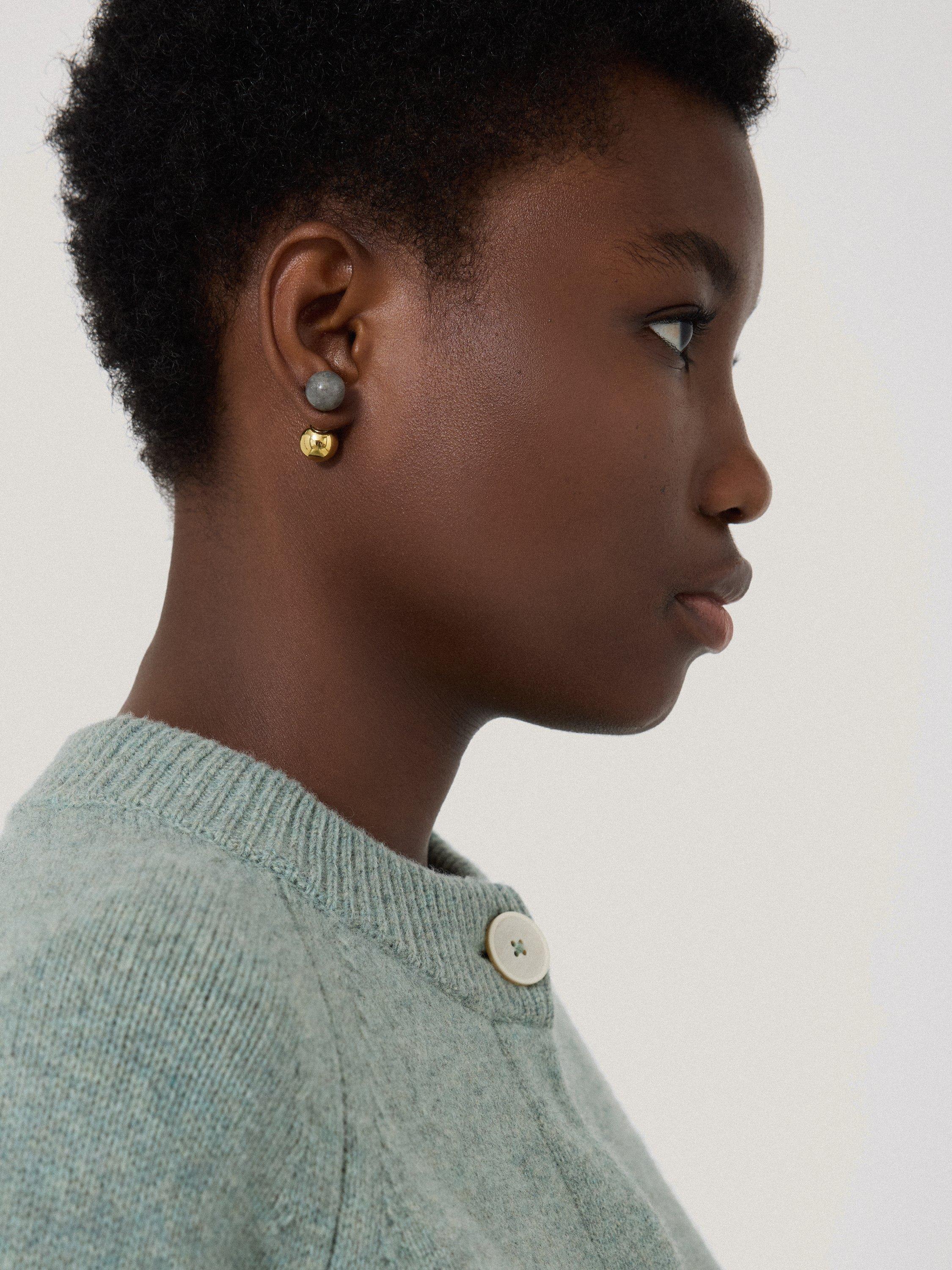 Product image 4 of 4, which shows Jigsaw Reversible Stud Earrings, Gold