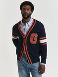 GANT Cotton Varsity Cardigan, Evening Blue