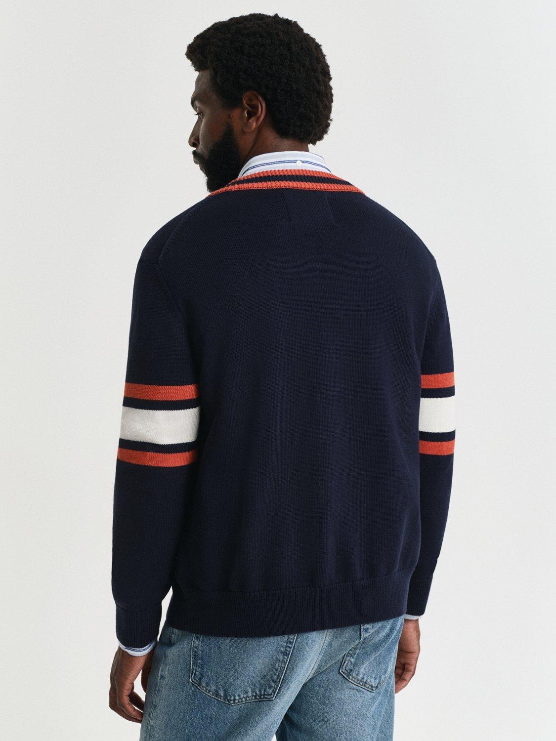 Product image 2 of 5, which shows GANT Cotton Varsity Cardigan, Evening Blue, XL