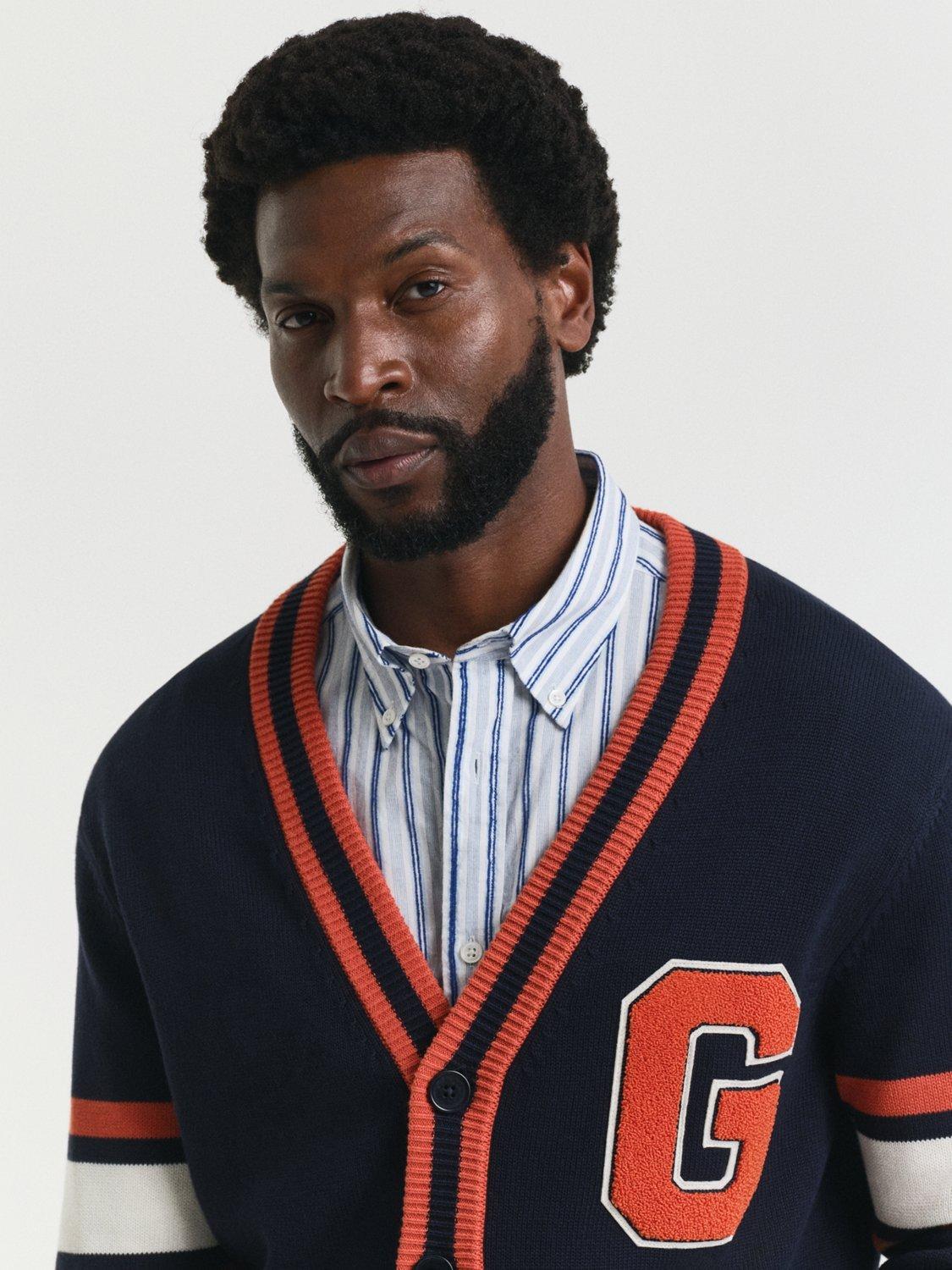 Product image 4 of 5, which shows GANT Cotton Varsity Cardigan, Evening Blue, XL