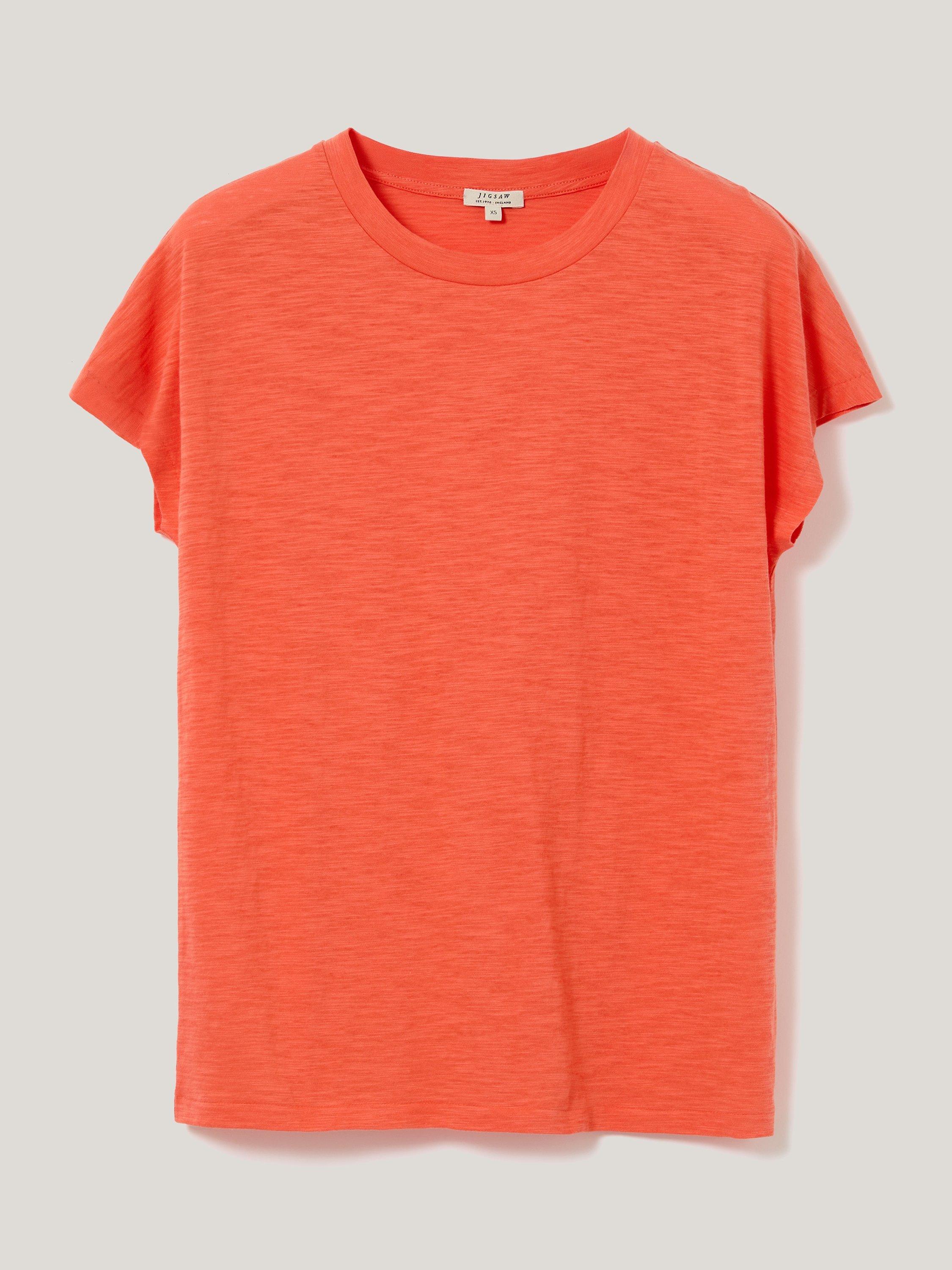 Product image 5 of 5, which shows Jigsaw Cotton Harlech Cap Sleeve Top, Orange, XS