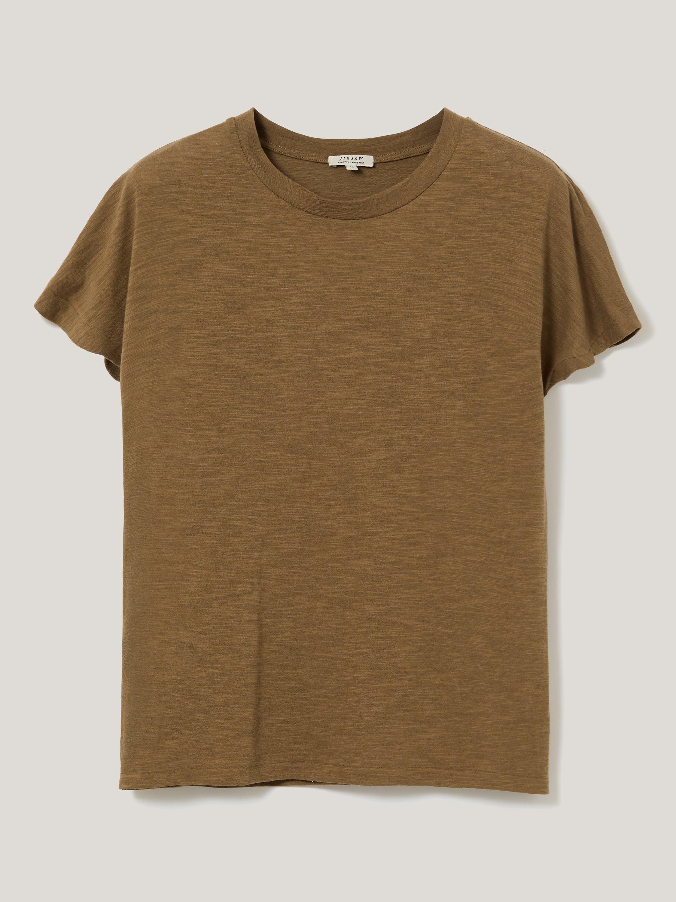 Product image 5 of 5, which shows Jigsaw Cotton Harlech Cap Sleeve Top, Khaki, S