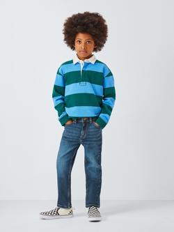 John Lewis Boy's Mid Rise Straight Jeans, Blue Mid Wash - view 2, Blue Mid Wash