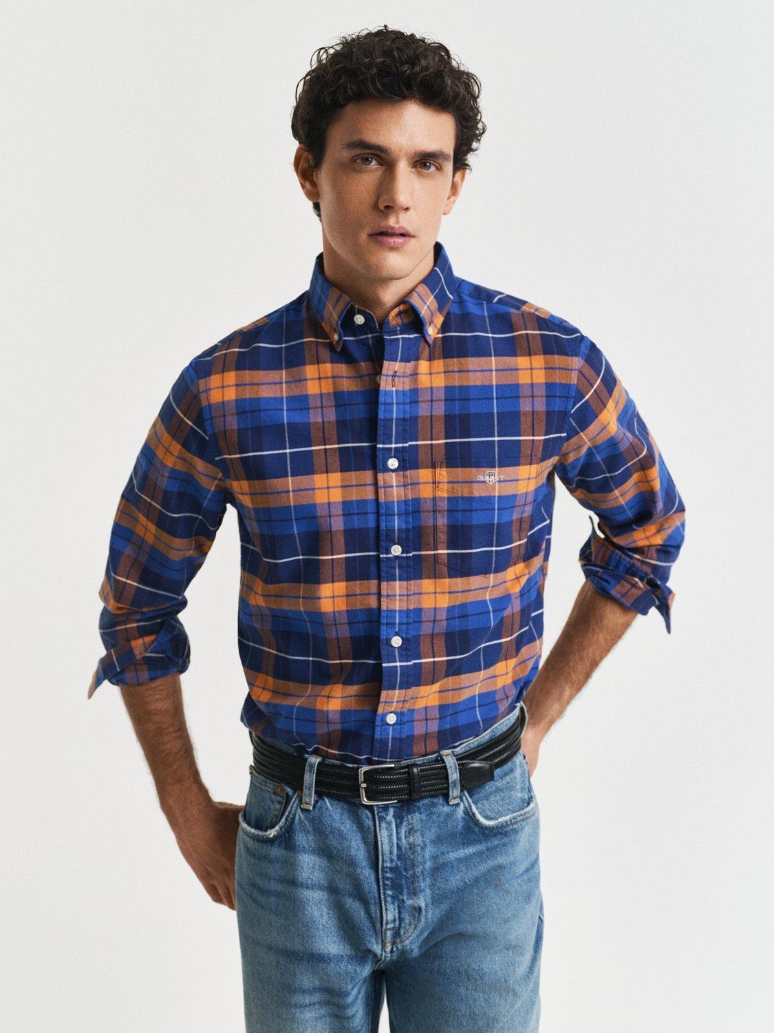 Product image 1 of 2, which shows GANT Cotton Check Oxford Shirt, Orange Bronze, S