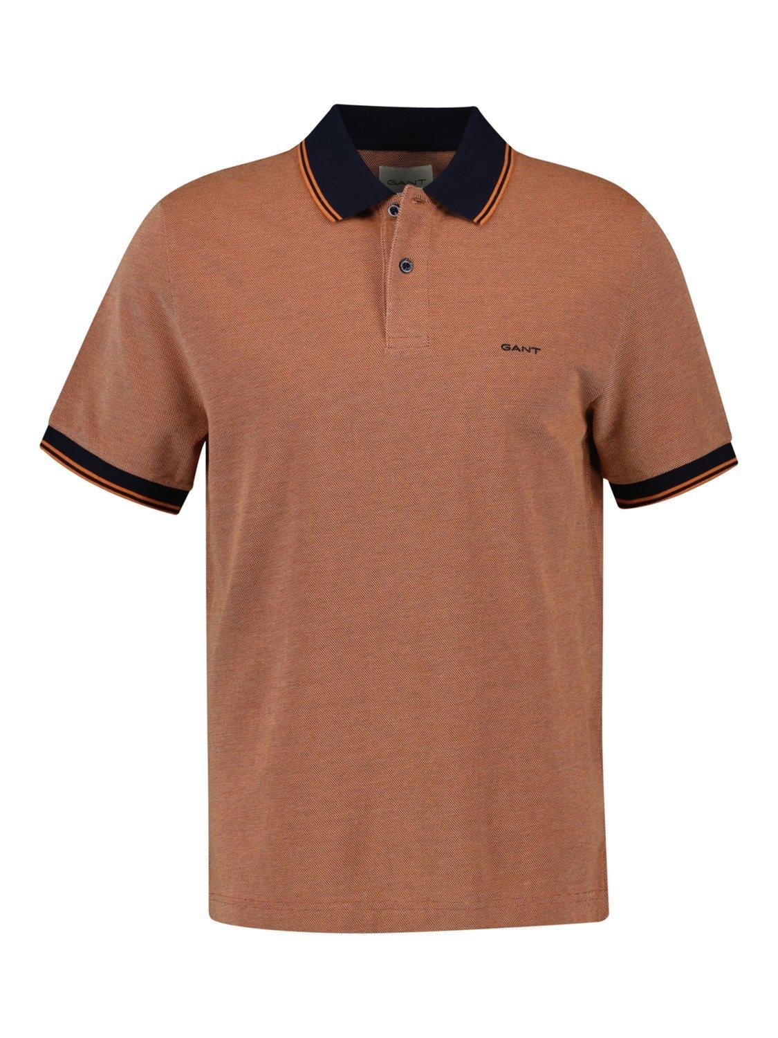 Product image 1 of 2, which shows GANT Cotton Piqué 4-Stripe Polo Shirt, Deep Orange, S