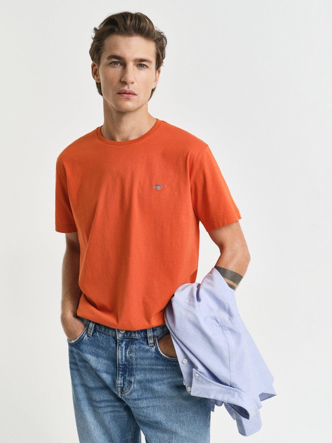 Product image 1 of 2, which shows GANT Cotton Shield Logo T-Shirt, Deep Orange, S