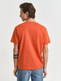 GANT Cotton Shield Logo T-Shirt, Deep Orange - view 2, Deep Orange