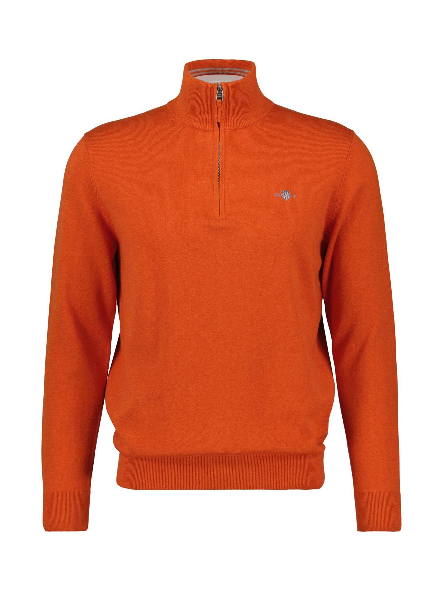 Product image 1 of 2, which shows GANT Cotton Half-Zip Sweater, Pumpkin Orange Melan, S