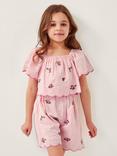 Monsoon Kids' Gingham Scallop Hem Playsuit, Pink