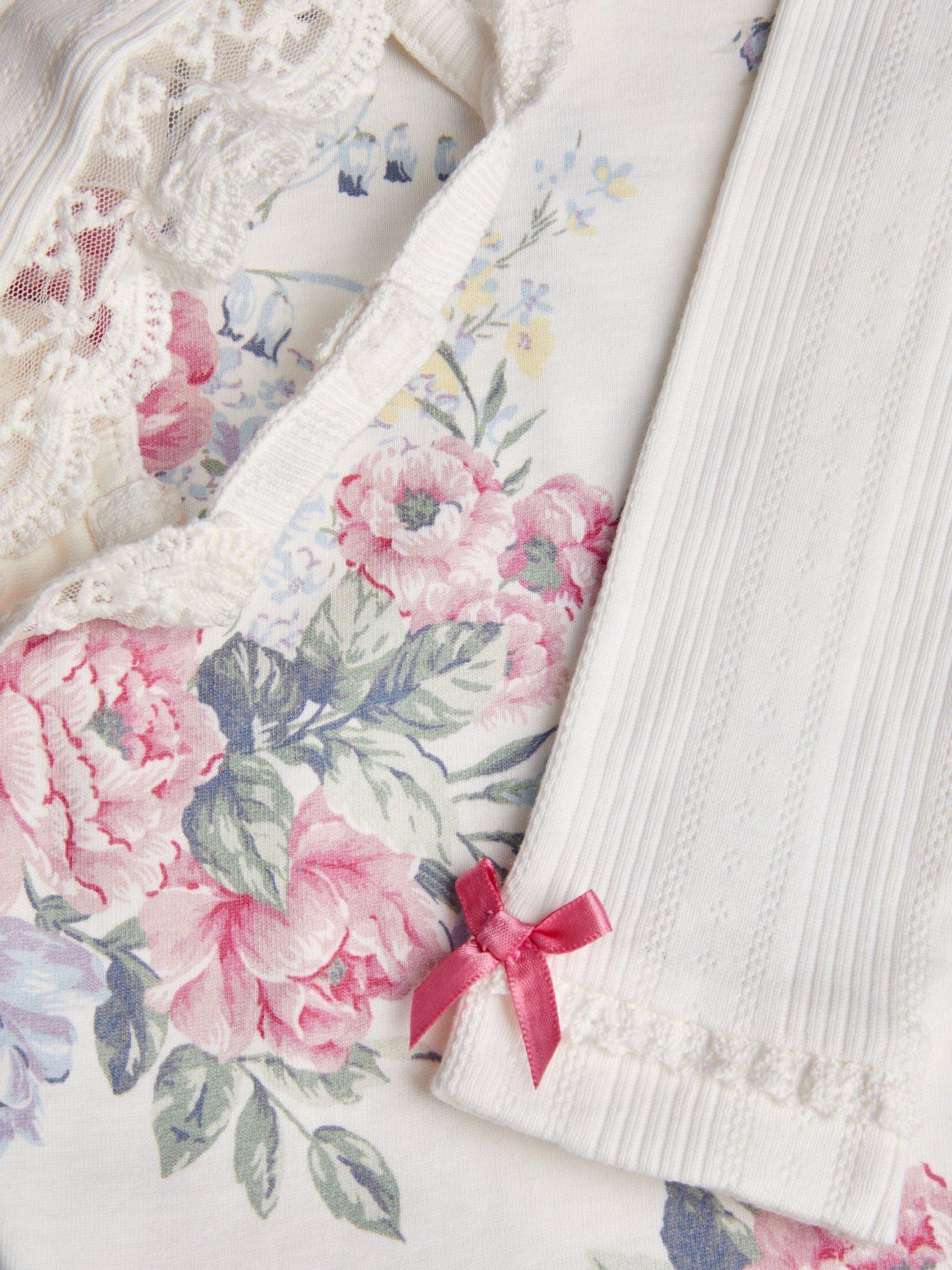 Product image 3 of 3, which shows Monsoon Baby Newborn 3-Piece Floral Pointelle Set, Ivory, 9-12 months