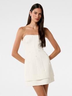 Forever New Aurelie Strapless Bow Mini Dress, Porcelain, Porcelain