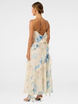 Forever New Petite Belle One Shoulder Ruffle Dress, Blue/Multi - view 2, Blue/Multi