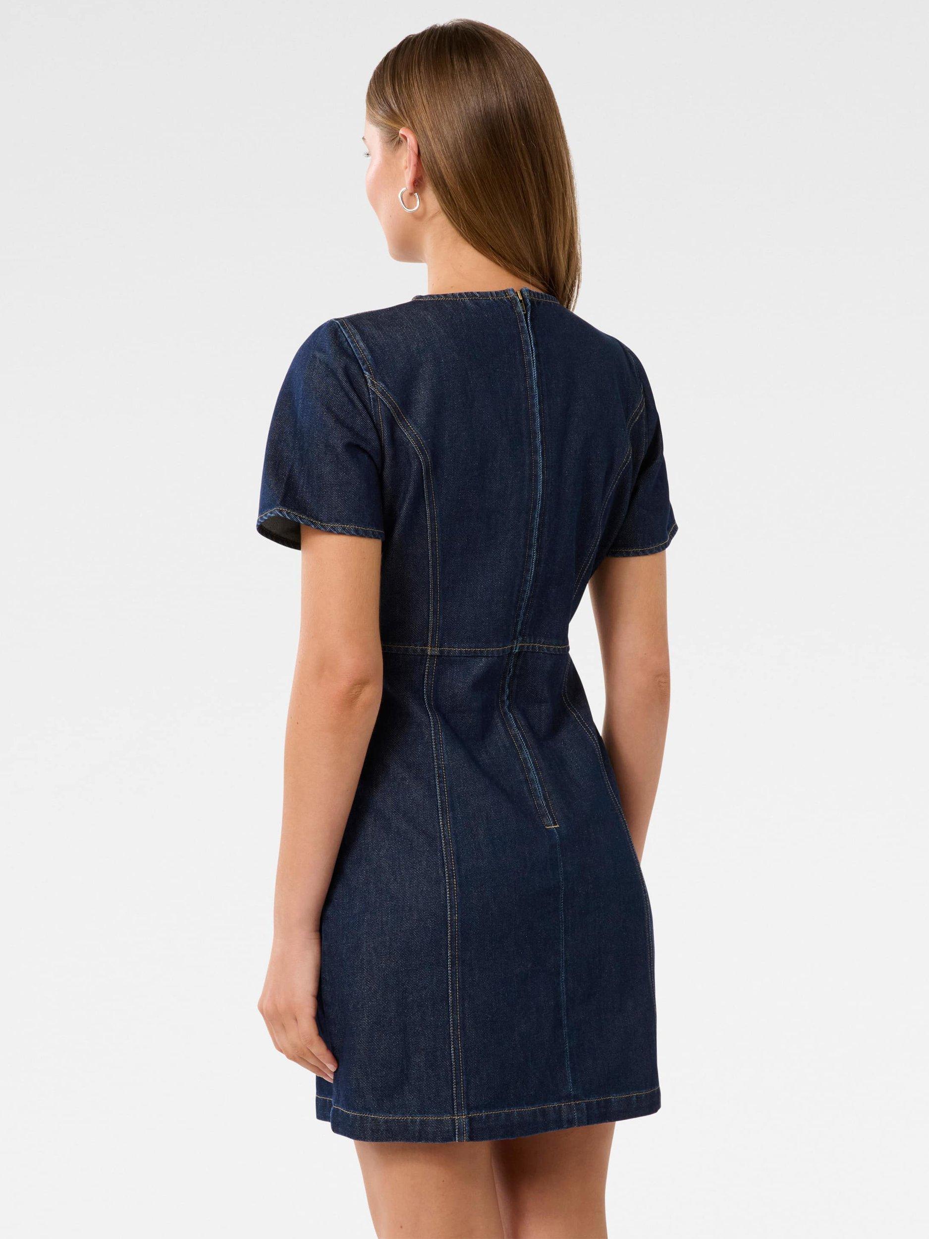 Product image 2 of 5, which shows Forever New Bleu Shift Denim Dress, Dark Blue, 4