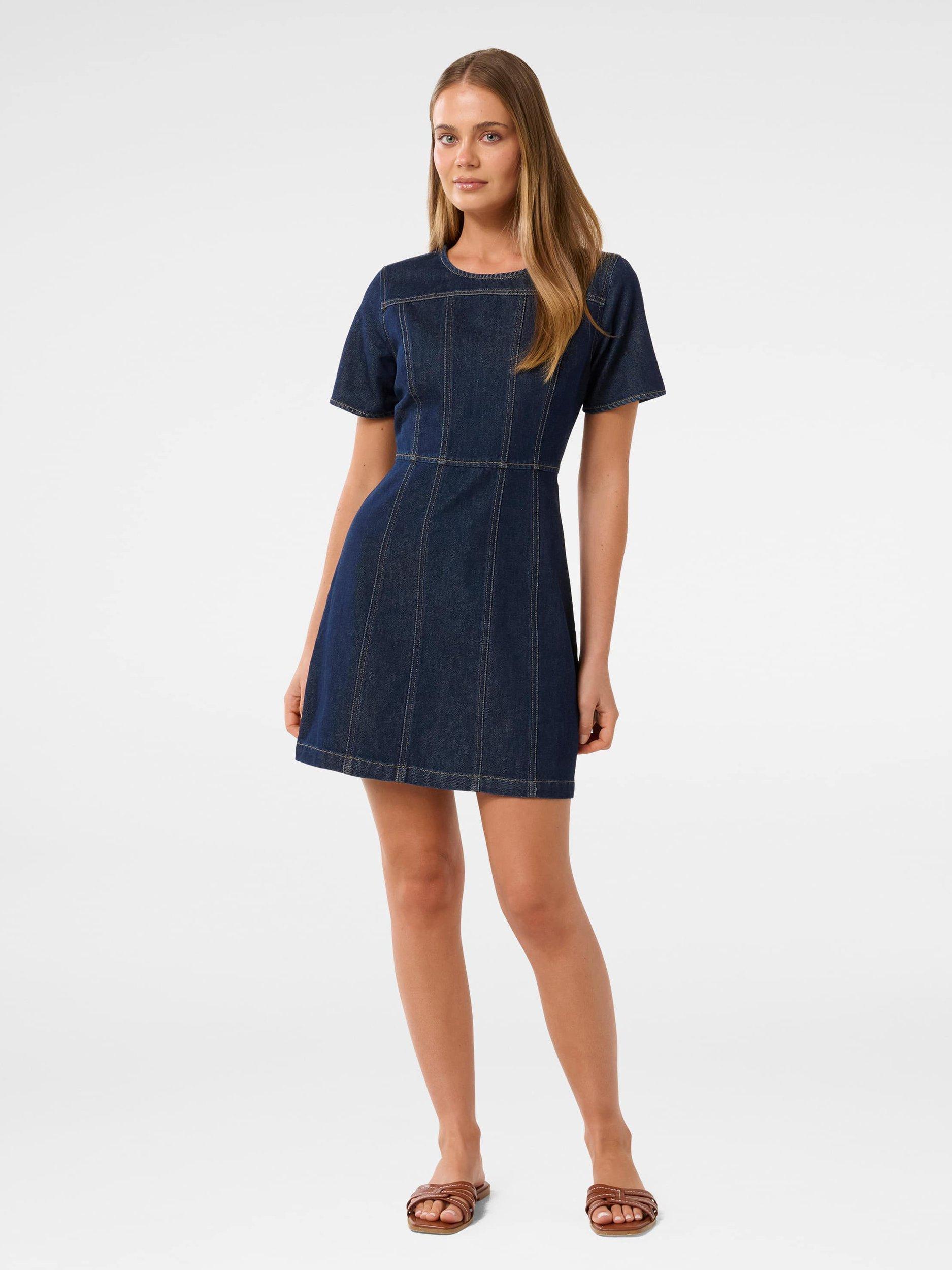 Product image 5 of 5, which shows Forever New Bleu Shift Denim Dress, Dark Blue, 4