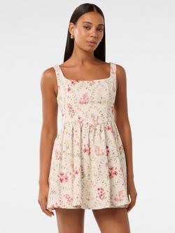 Forever New Brielle Floral Lace Up Mini Dress, Pink/Multi, Pink/Multi