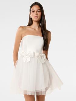 Forever New Camelia Strapless Tulle Mini Dress, Porcelain, Porcelain