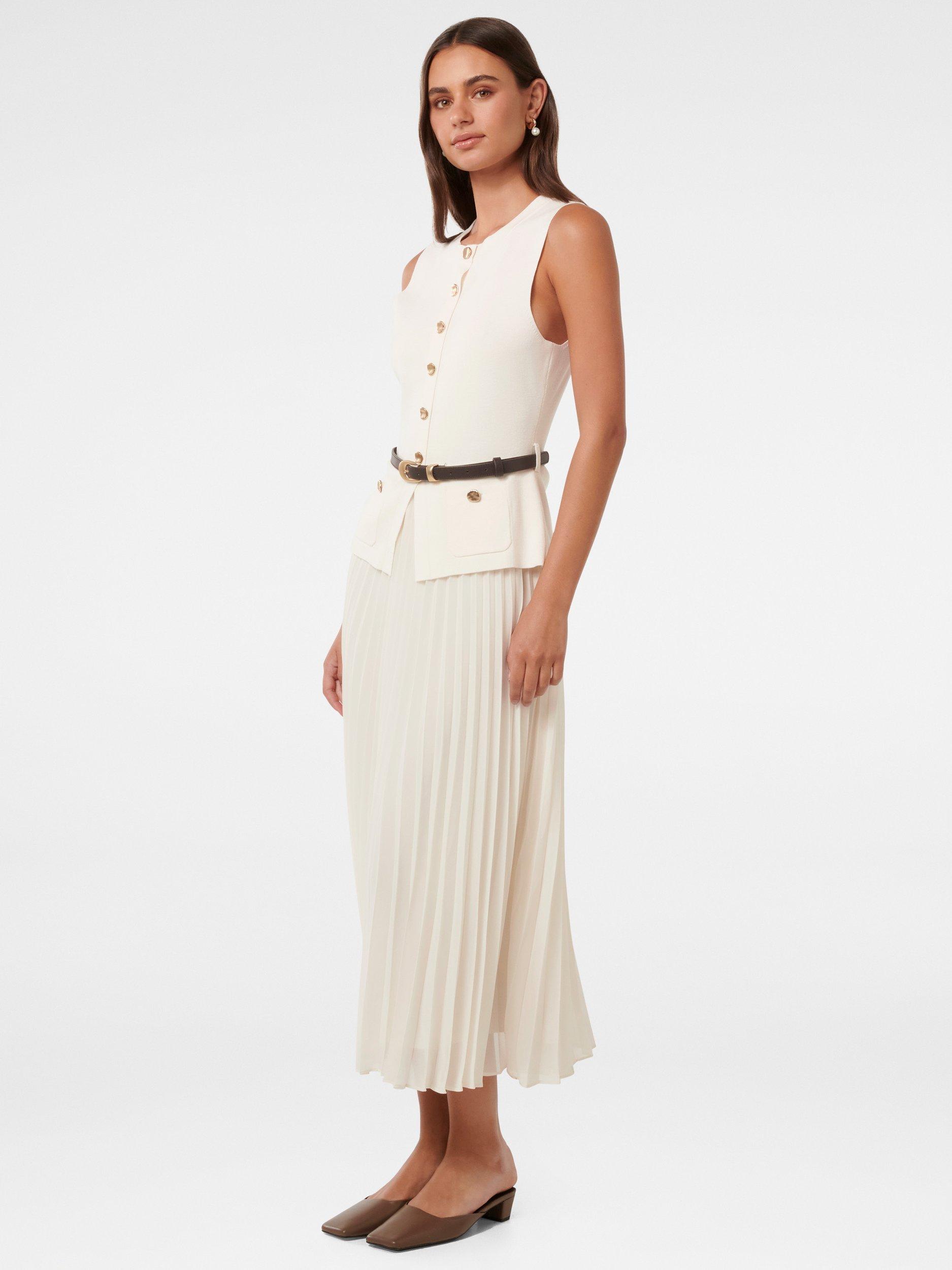 Product image 3 of 4, which shows Forever New Daphne Waistcoat Knitted Midi Dress, Porcelain, 4