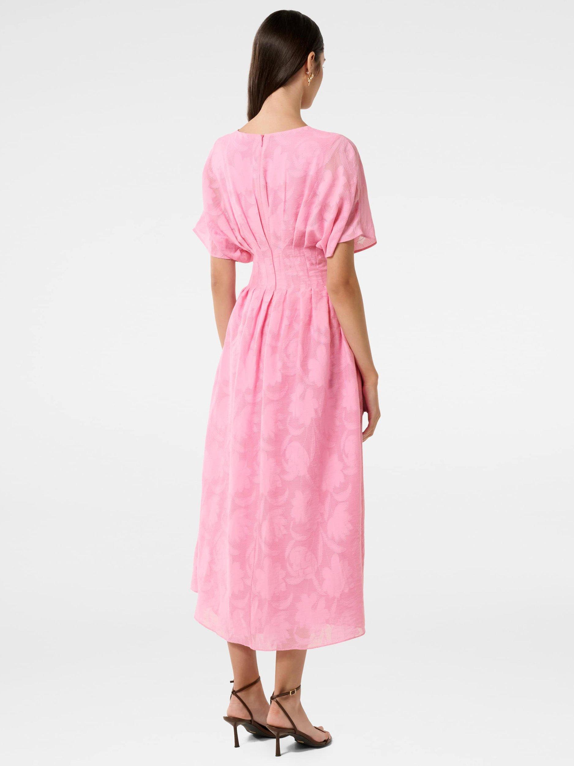 Product image 2 of 5, which shows Forever New Eve Jacquard Seam Midi Dress, Dolly Pink, 4