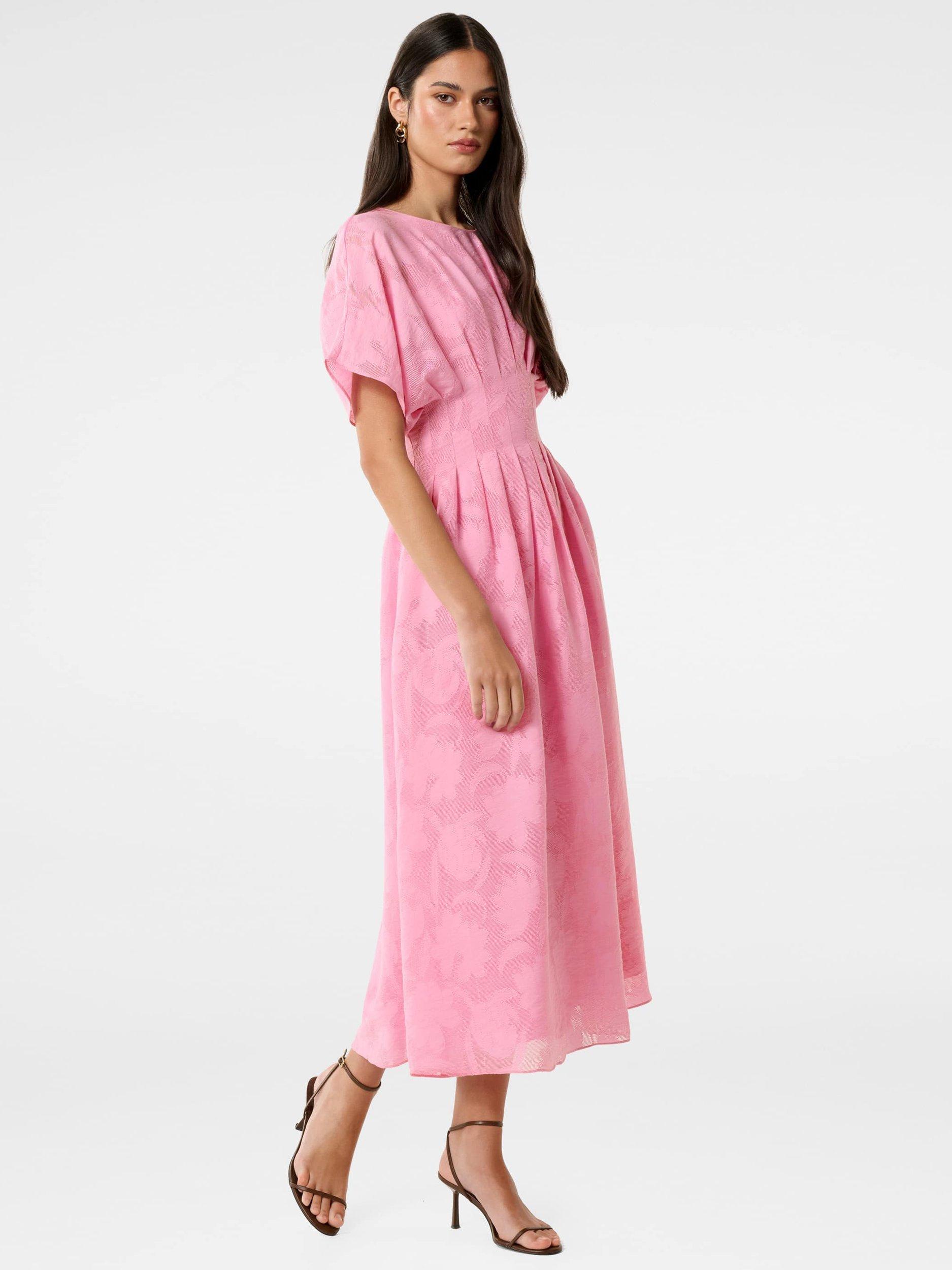 Product image 3 of 5, which shows Forever New Eve Jacquard Seam Midi Dress, Dolly Pink, 4