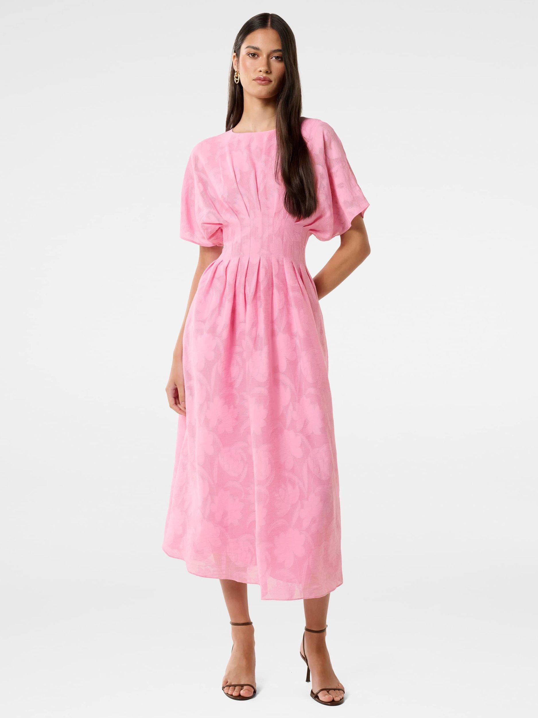 Product image 5 of 5, which shows Forever New Eve Jacquard Seam Midi Dress, Dolly Pink, 4