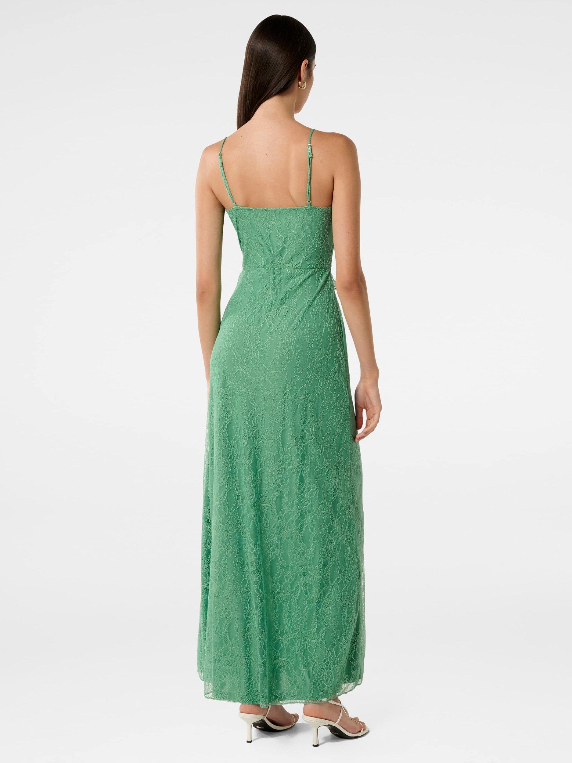 Product image 2 of 4, which shows Forever New Maybelle Lace Ruffle Midi Dress, Green Spruce, 4